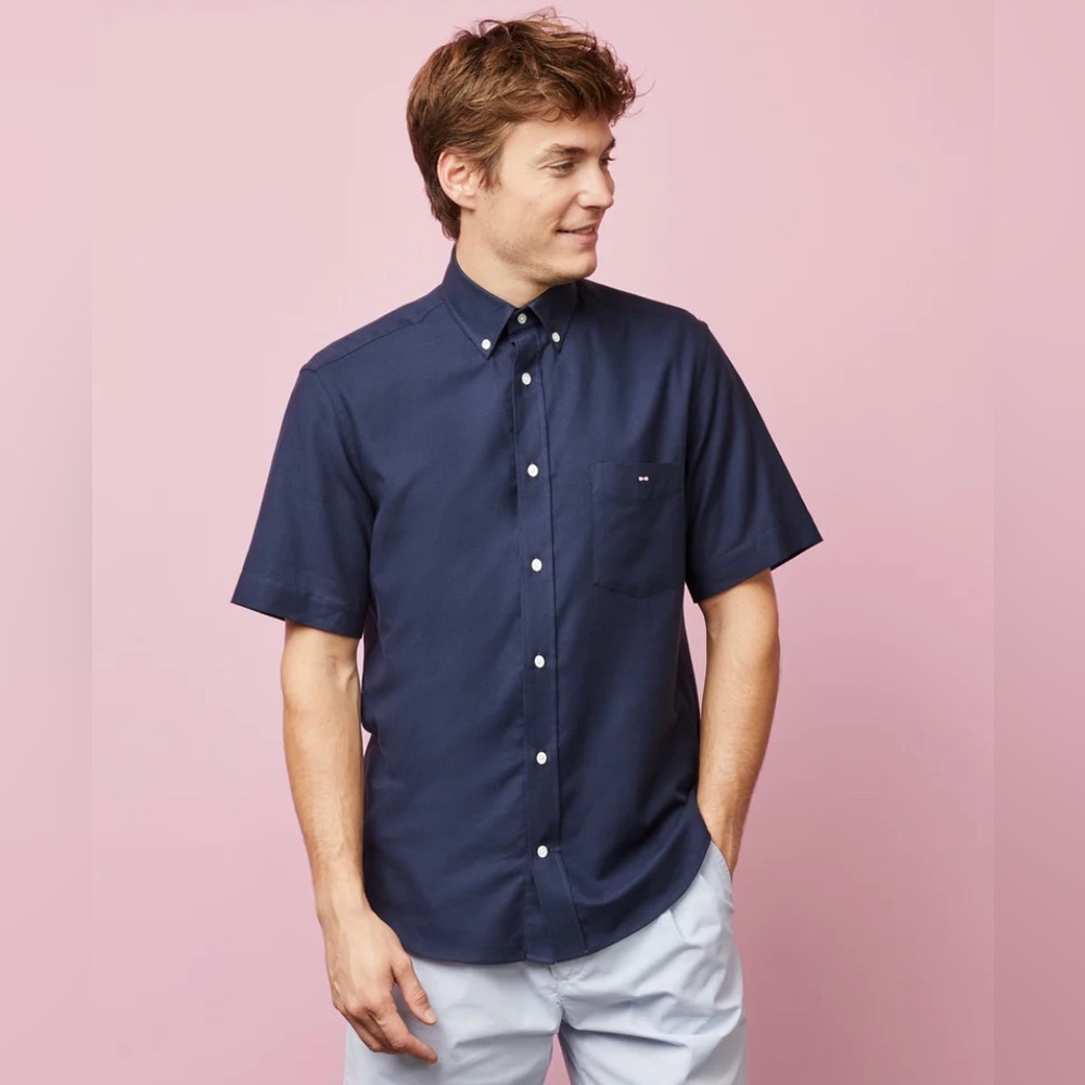 Eden Park Short Sleeve Navy Cotton Shirt